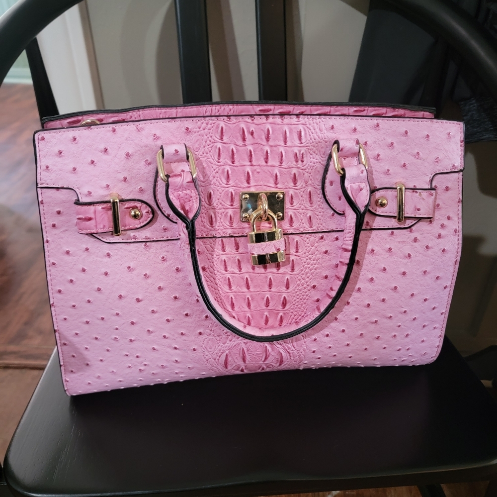 Large pink Vegan leather purse
